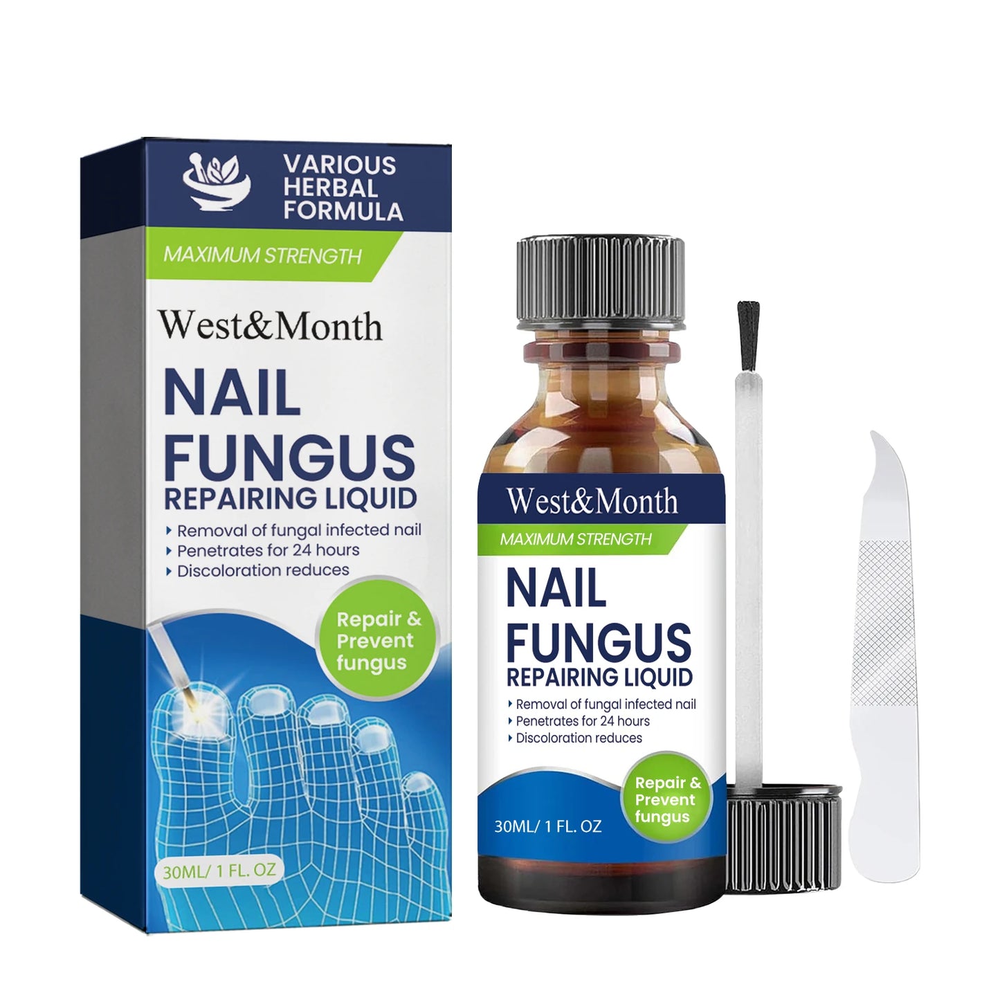 West&Month Nail Fungus Repair Liquid Hand Foot Skin Care Serum Remove Infected Thicken Bright Fungal Treat Soft Hand Foot Care