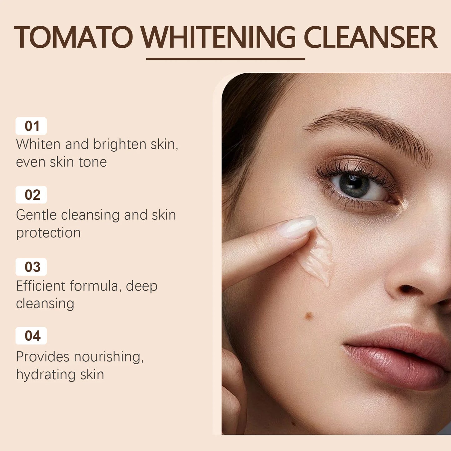 80G Tomato Face Cleaner Gentle Purifing Pores Refreshing Skin Oil Control Non-tight Nourishing Soothing Redness Facial Cleaner Gel