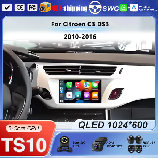 7" Android Car Stereo for Citroen C3 & DS3 (2010–2016) — CarPlay, Android Auto, GPS, WiFi
