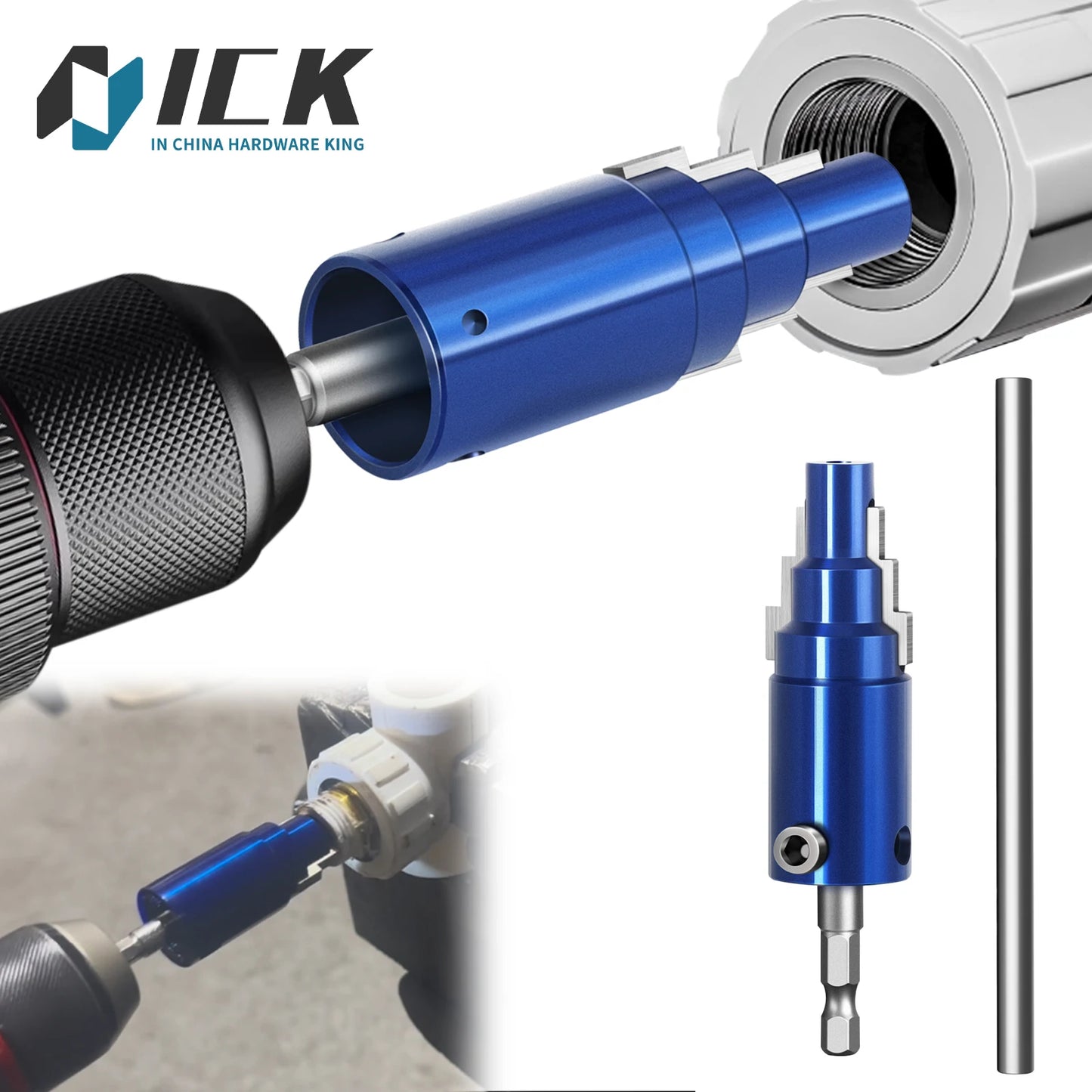Broken Pipe Extractor Tool for 1/2 3/4 1 Inch DN15/20/25 Angle Valves Removes Rusted Damaged Faucet Bolts Drill or Manual Use
