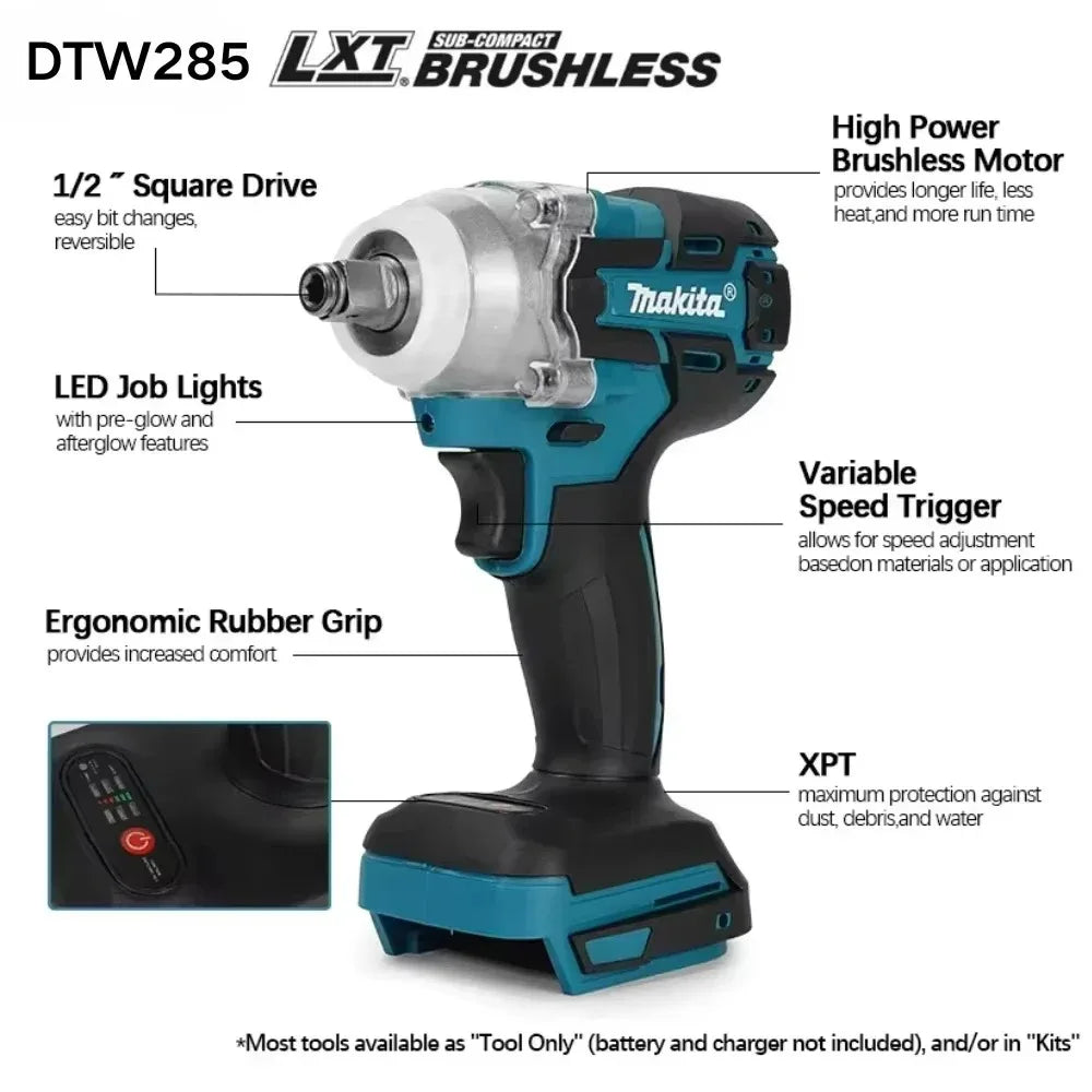 Makita DTW285 18V Brushless Cordless Impact Wrench – High-Torque Power Tool (Tool Only)