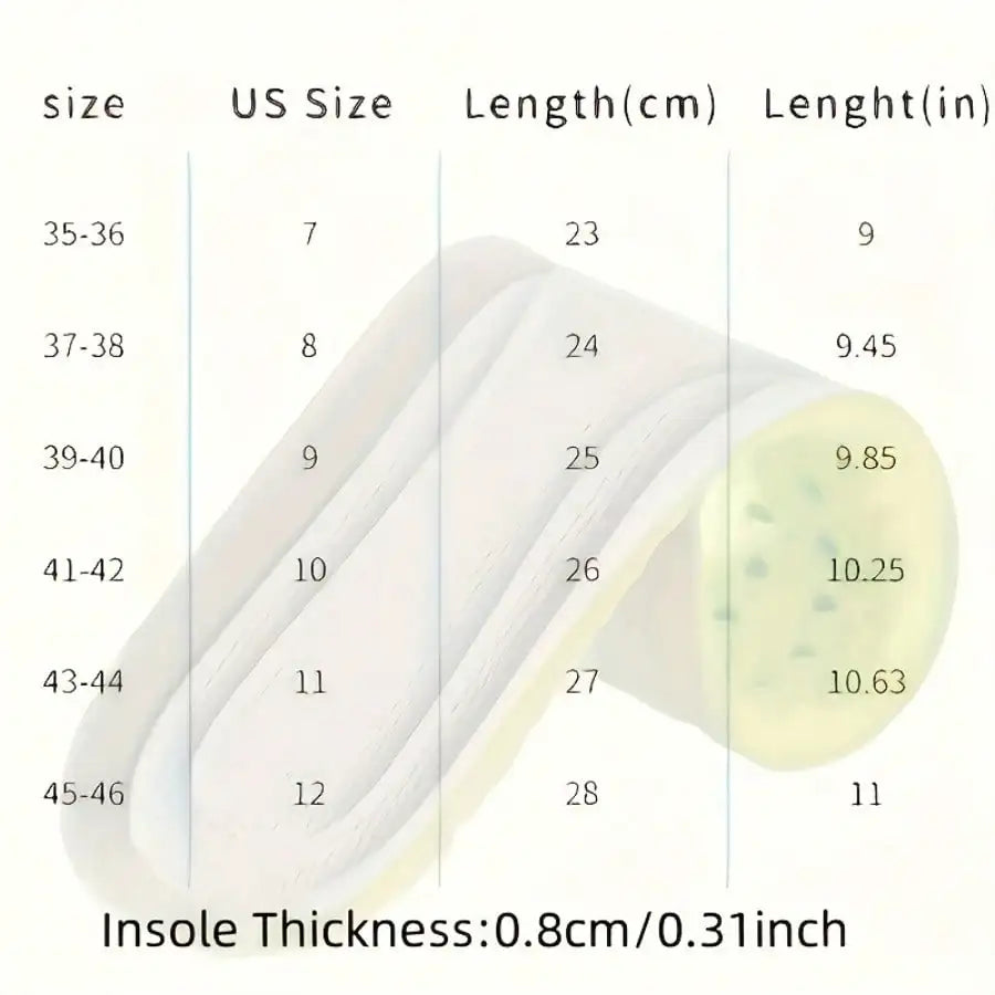 6 Pairs Green Arch Support Insoles – Shock-Absorbing, Breathable Comfort for Men