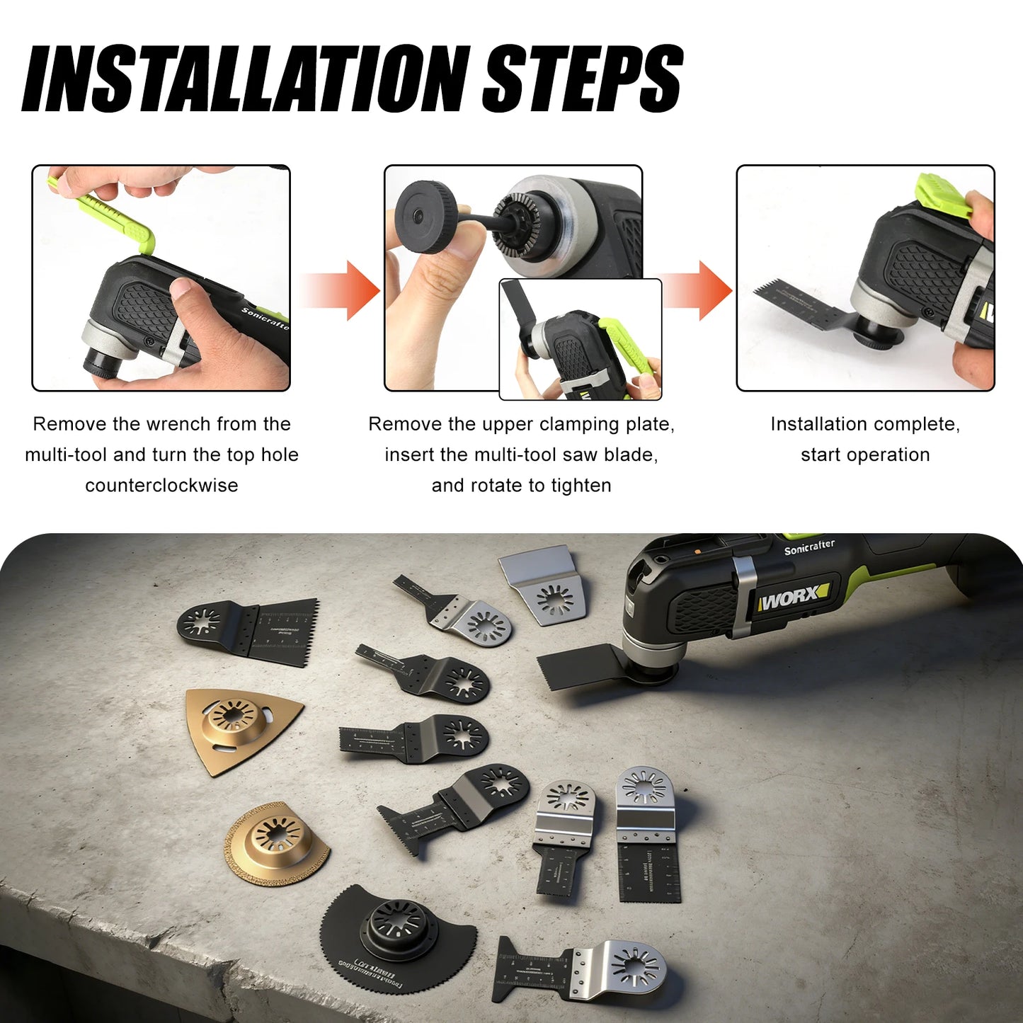 10-42Pcs Oscillating Saw Blades Set Universal Closed-Back Multitool Blades for Wood Plastic Metal Fits Most Oscillating Tools