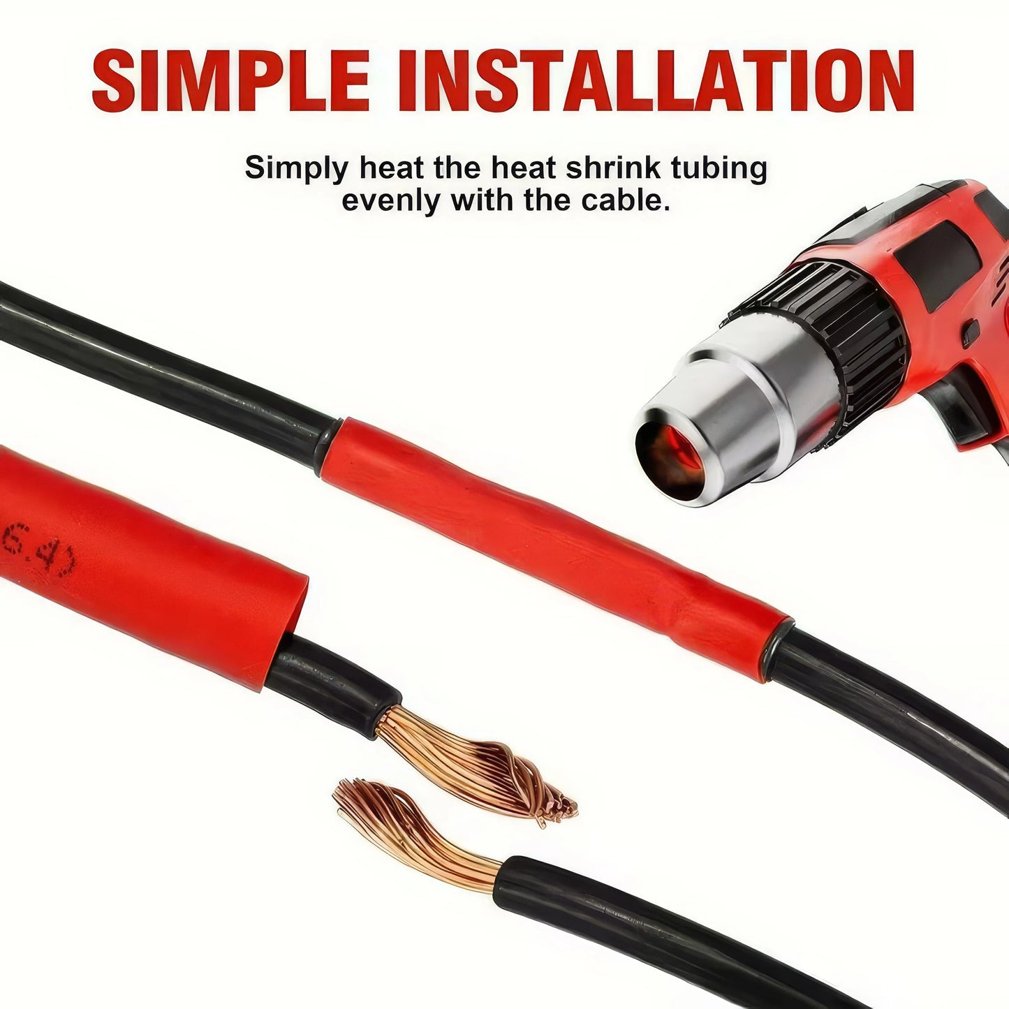 127/254 Pieces of Heat Shrink Tubing in Red and Black, Cable Packaging Kit, Suitable for Home and Industrial Use