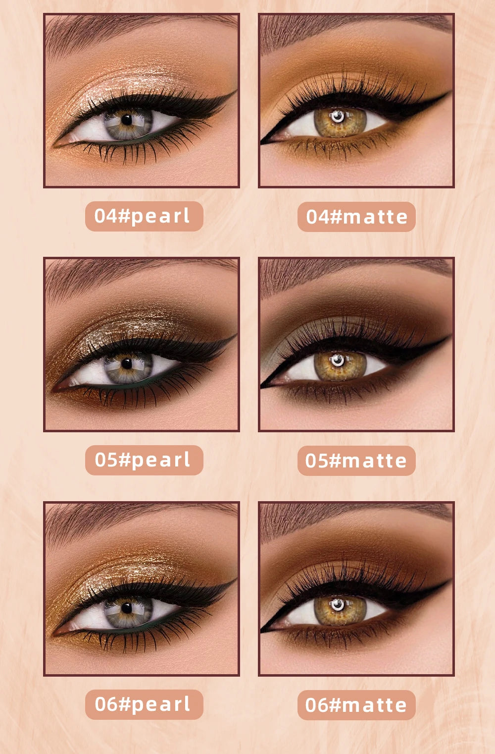 QIBEST Double-End Glitter & Matte Eyeshadow Stick – Waterproof Bicolor Shimmer Pencil | 6 Colors
