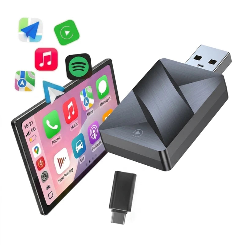 Vyvylabs Wireless CarPlay Adapter Fast Auto-Connect Mini Box USB Plug-and-play for iPhone 6 and Android 11 above with USB-A Port