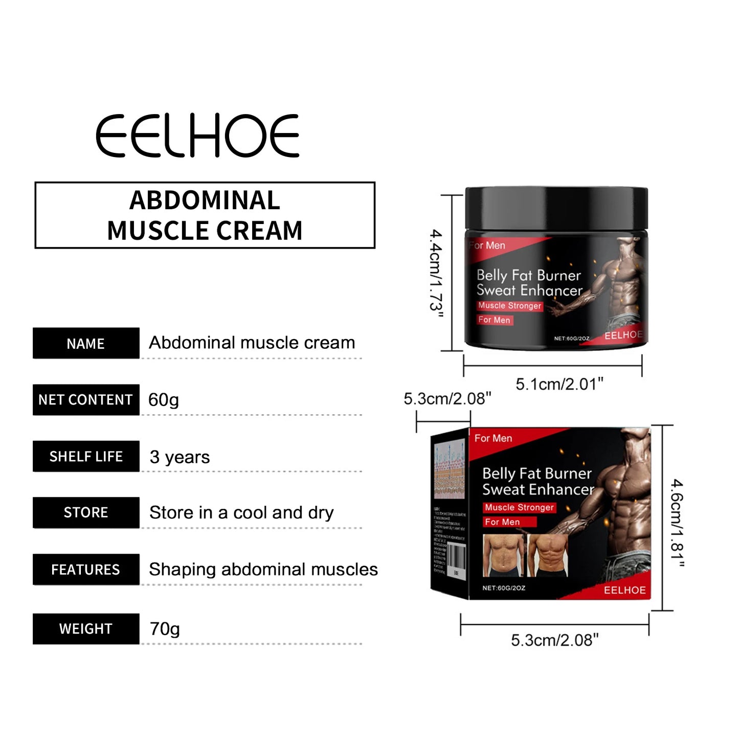 Men Sculpting Cream Abdominal Muscle Fat Reduction Provide Muscle Heat Boost Sweat Anti Cellulite Ab Thermogenic Massage Cream