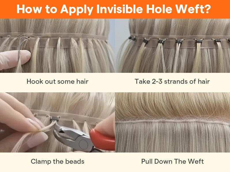 Moresoo Butterfly Weft Hair Extensions Pu Hole Weft Double Sided Genius Weft Bundles Hand Tied Weft Invisible Weave For Women
