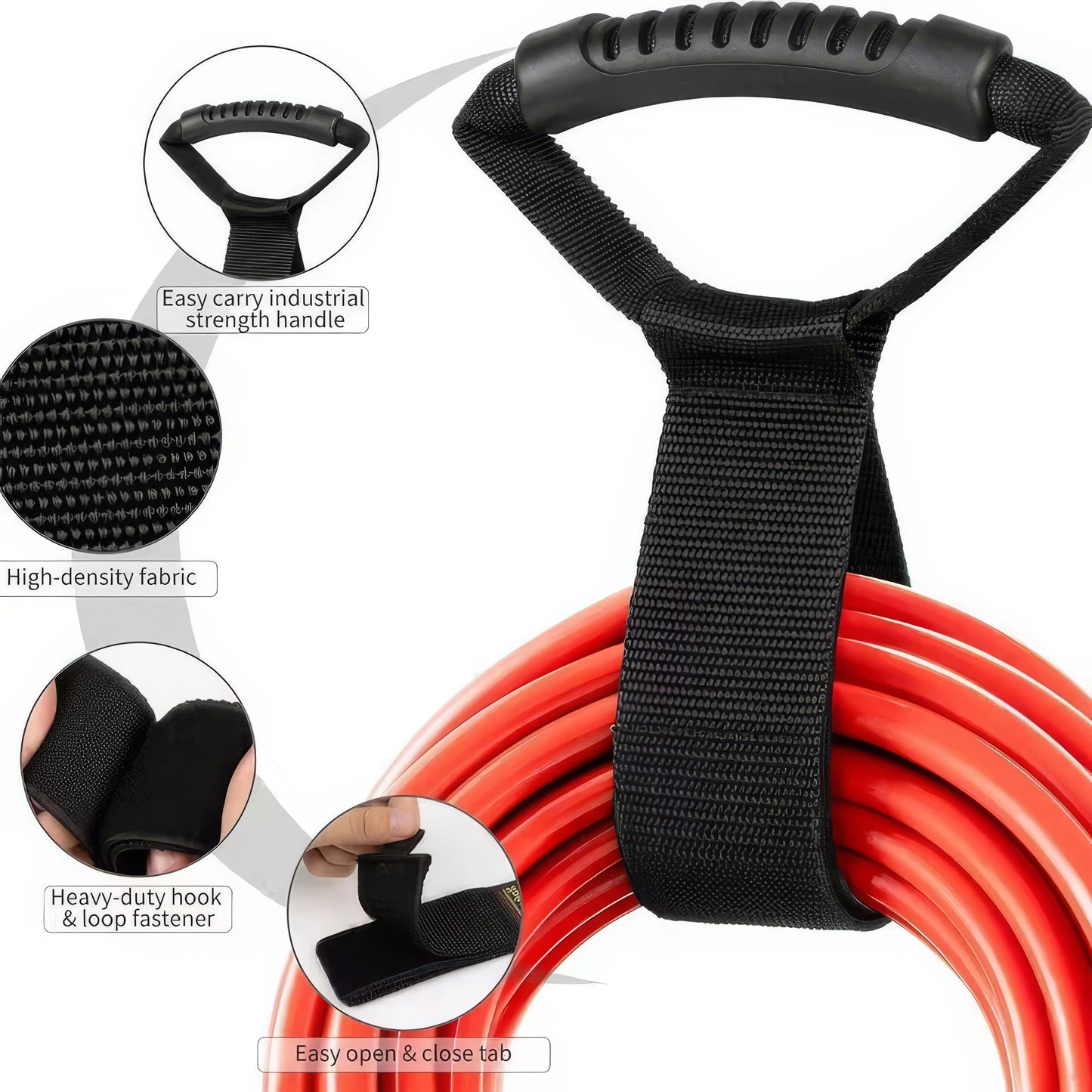 1/2 Piece Heavy-duty Storage Strap with Handle, Fits Hands for Easy Lifting, Suitable for Garden/pool Hoses, Rope Organization