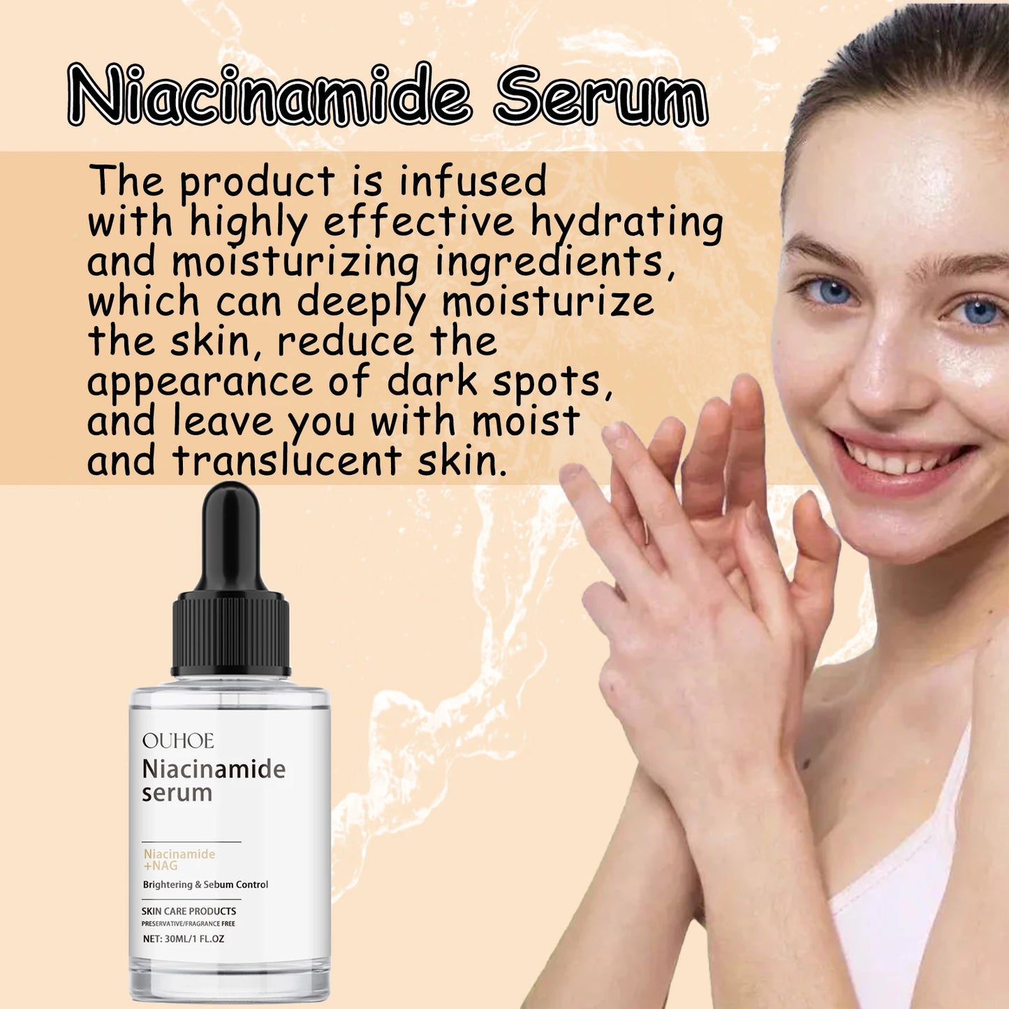Niacinamide Serum Dark Spots Removal Sebum Control Reduces Dryness Brightening Glowing Skin Moisturizing Hydrating Face Essence
