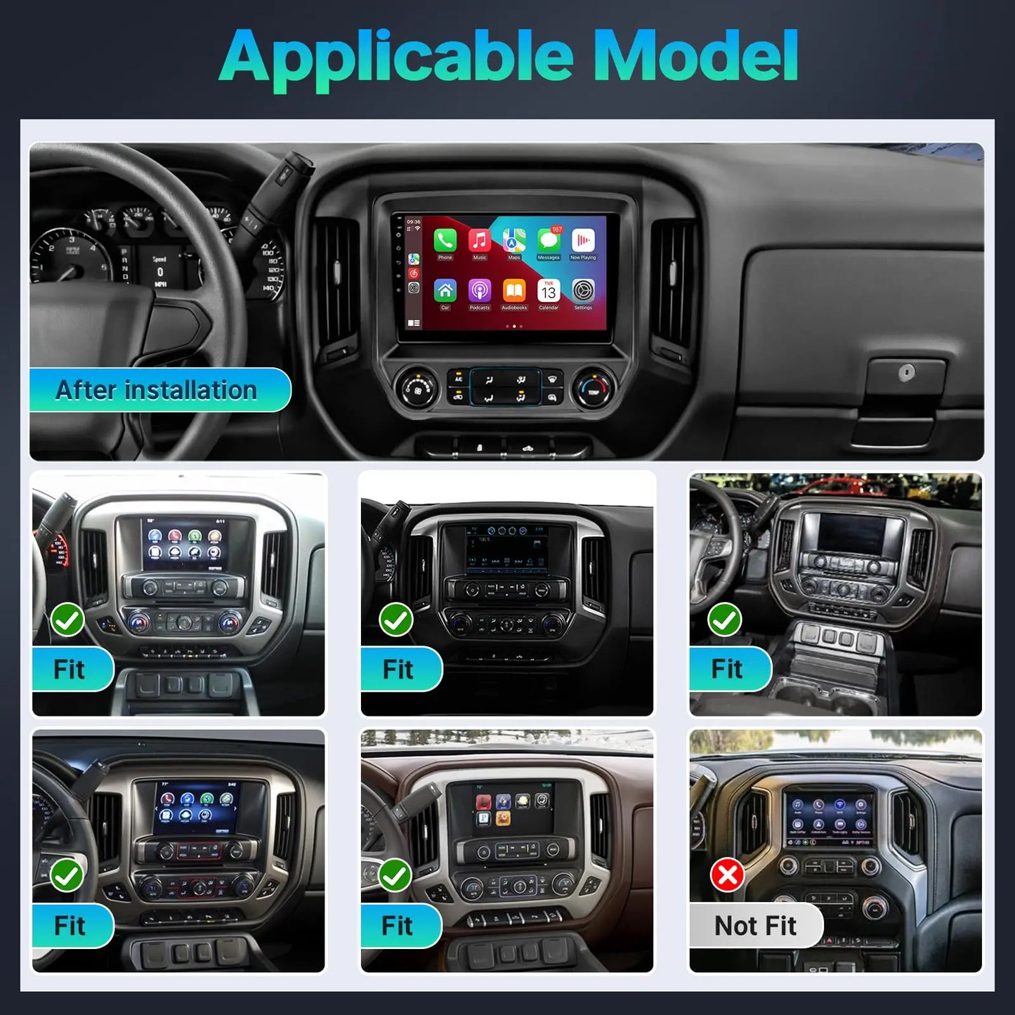 Android Radio for【Chevy Silverado 2014 2015 2016 2017 2018】with 10 inch Touch Screen Wireless Carplay,Android Auto,FM/RDS Radio SWC Online Navigation