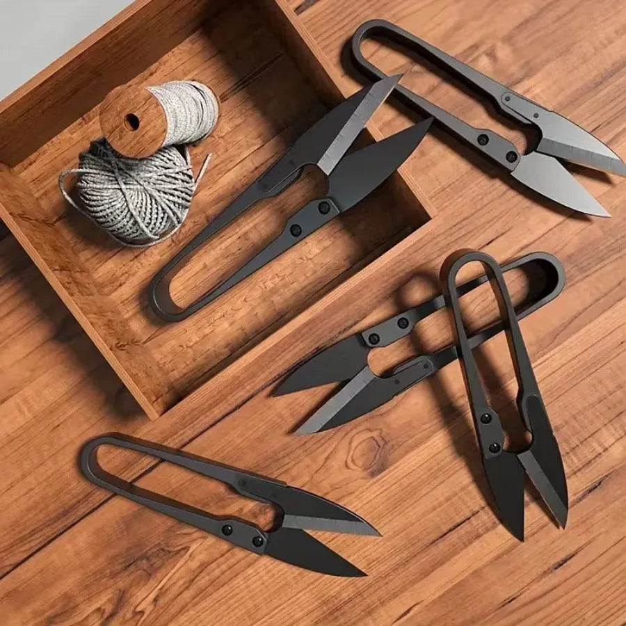 U-Shaped Scissors, Black — Compact Craft & Industrial Tool
