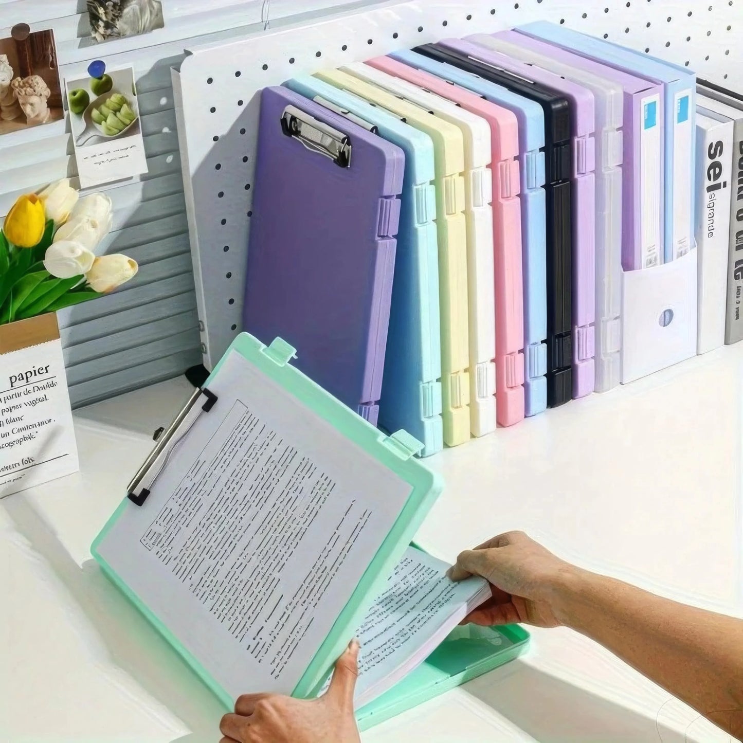 1 Color Folder Storage Box, Hard Shell Design, Office Desktop Management Tool, Multi Size Compatible File Classification