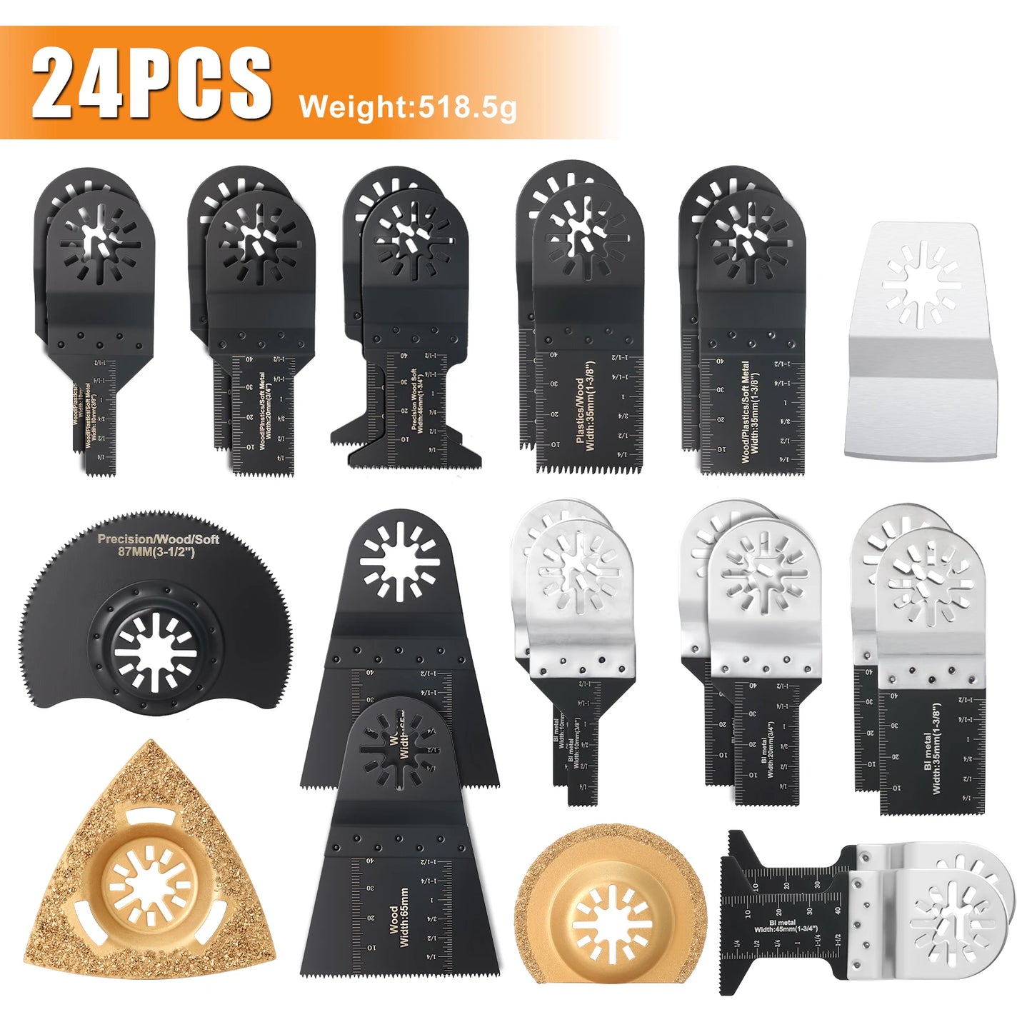 10-42Pcs Oscillating Saw Blades Set Universal Closed-Back Multitool Blades for Wood Plastic Metal Fits Most Oscillating Tools