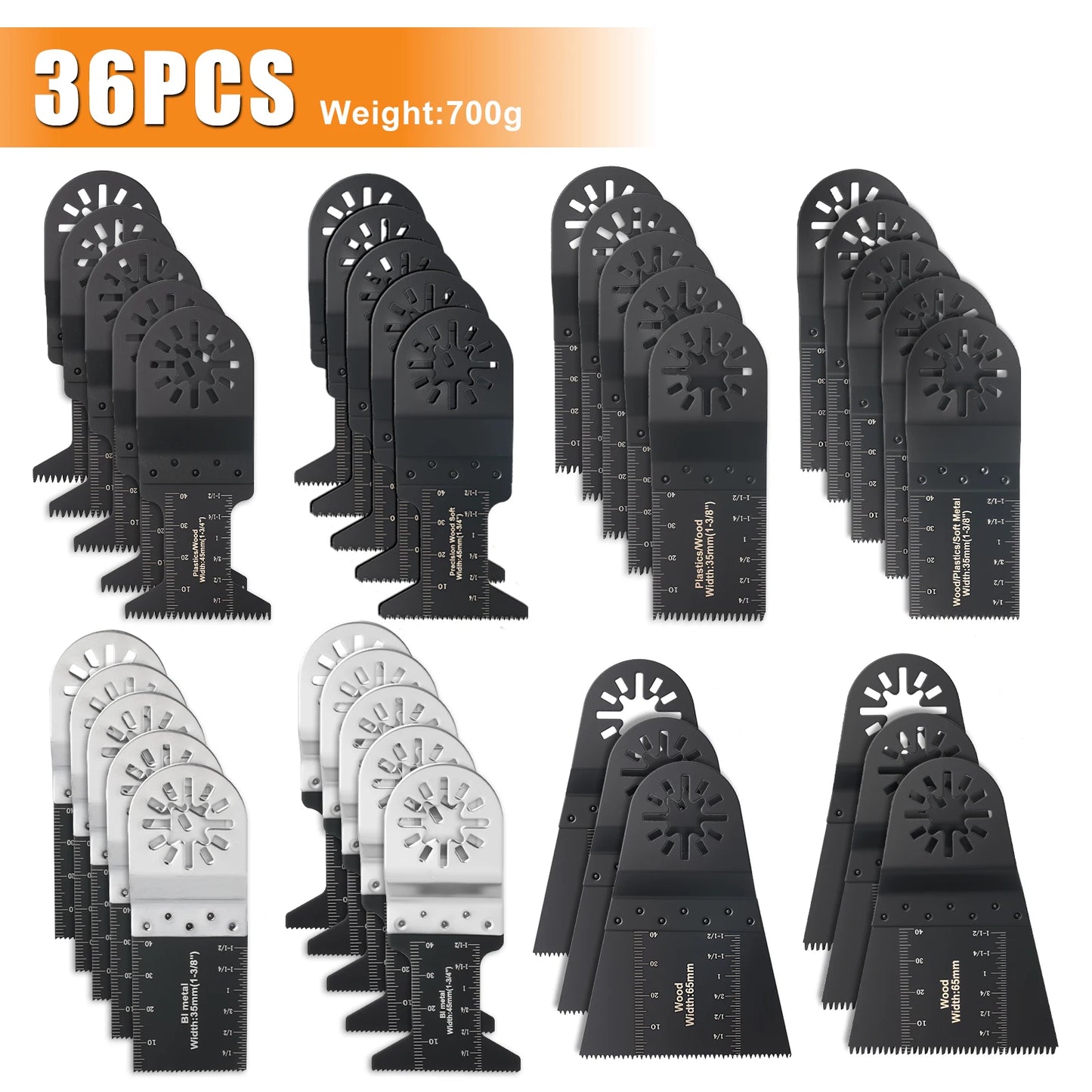 10-42Pcs Oscillating Saw Blades Set Universal Closed-Back Multitool Blades for Wood Plastic Metal Fits Most Oscillating Tools