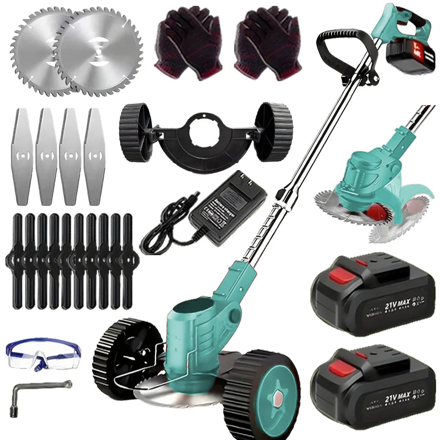 Cordless Electric Lawn Mower & Weeder with 2 Batteries