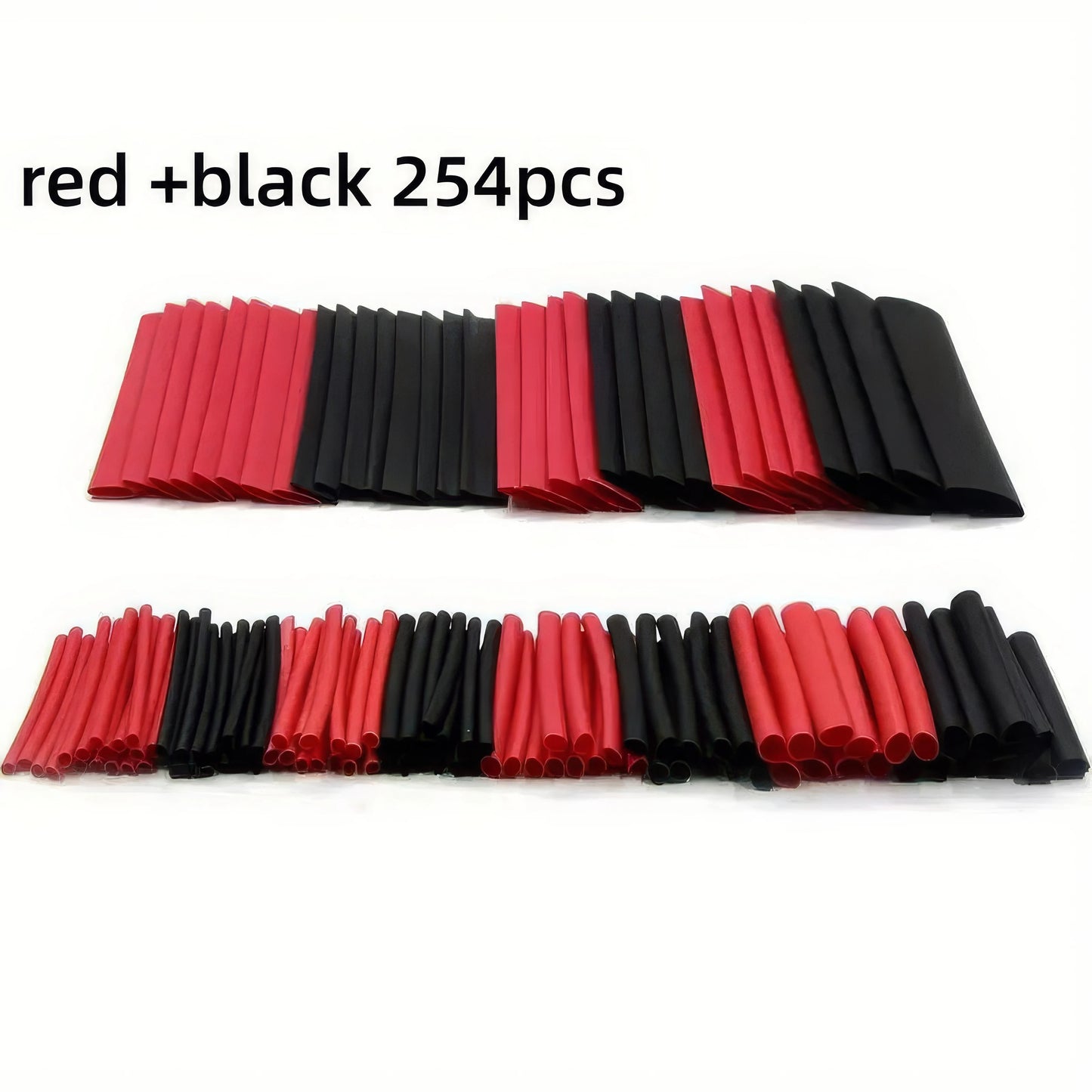 127/254 Pieces of Heat Shrink Tubing in Red and Black, Cable Packaging Kit, Suitable for Home and Industrial Use