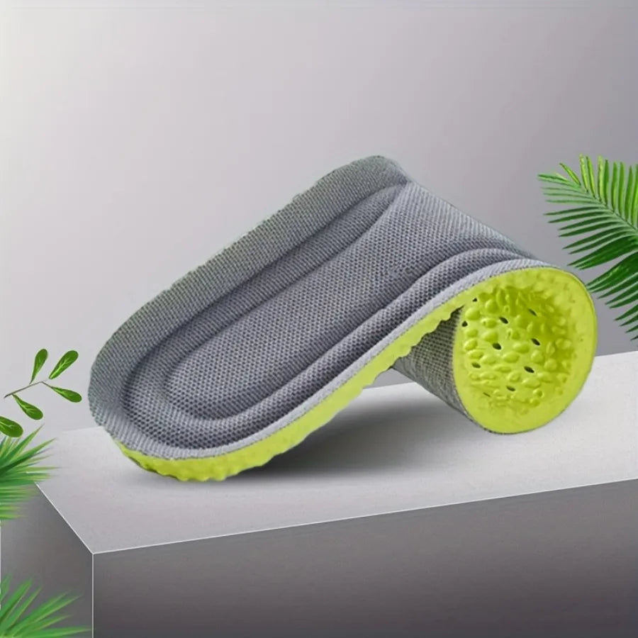 6 Pairs Green Arch Support Insoles – Shock-Absorbing, Breathable Comfort for Men