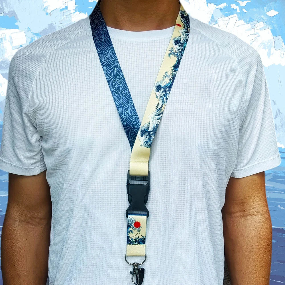 Hokkaido Waves Series Keychain Nylon Thermal Transfer Key Ring Strap Lanyard Jdm Modified for Honda Toyota Moto Auto Accessories