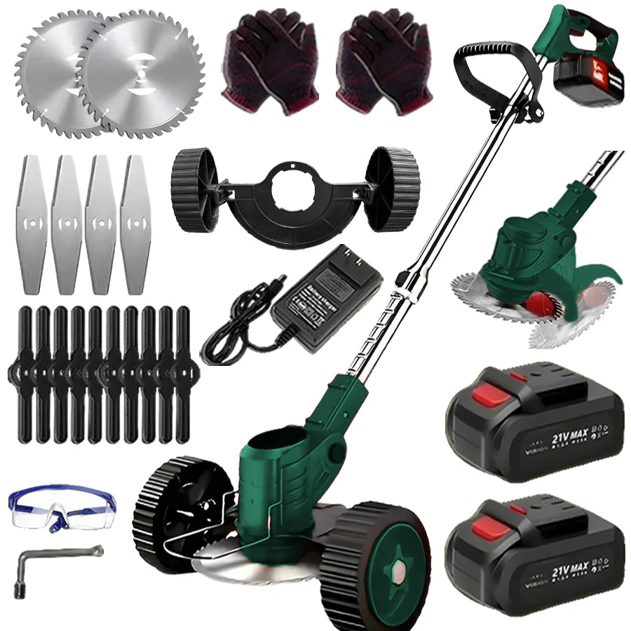 Cordless Electric Lawn Mower & Weeder with 2 Batteries