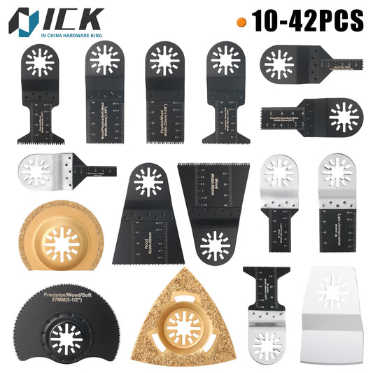 10-42Pcs Oscillating Saw Blades Set Universal Closed-Back Multitool Blades for Wood Plastic Metal Fits Most Oscillating Tools