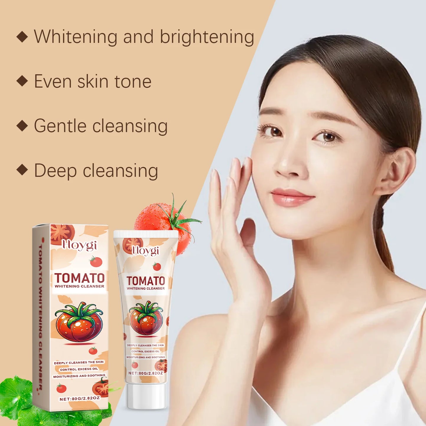 80G Tomato Face Cleaner Gentle Purifing Pores Refreshing Skin Oil Control Non-tight Nourishing Soothing Redness Facial Cleaner Gel