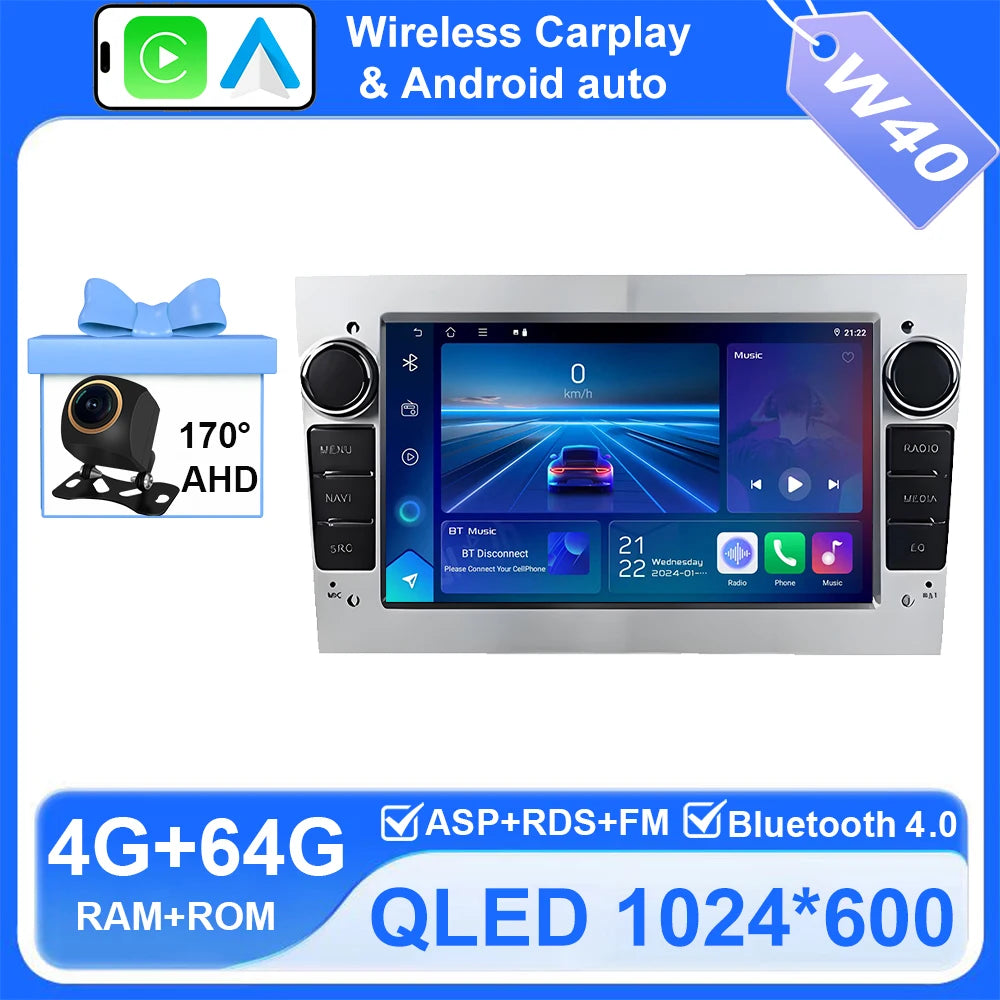 Android Car Stereo for Opel/Vauxhall Astra H J, Vectra, Antara, Zafira, Corsa (2004–2011) — CarPlay, Android Auto, GPS