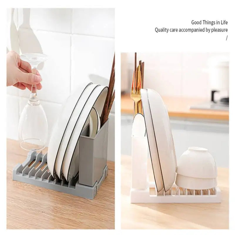 Compact Dish Drainer with Cutlery Holder - Small Sink Drying Rack - photo 5