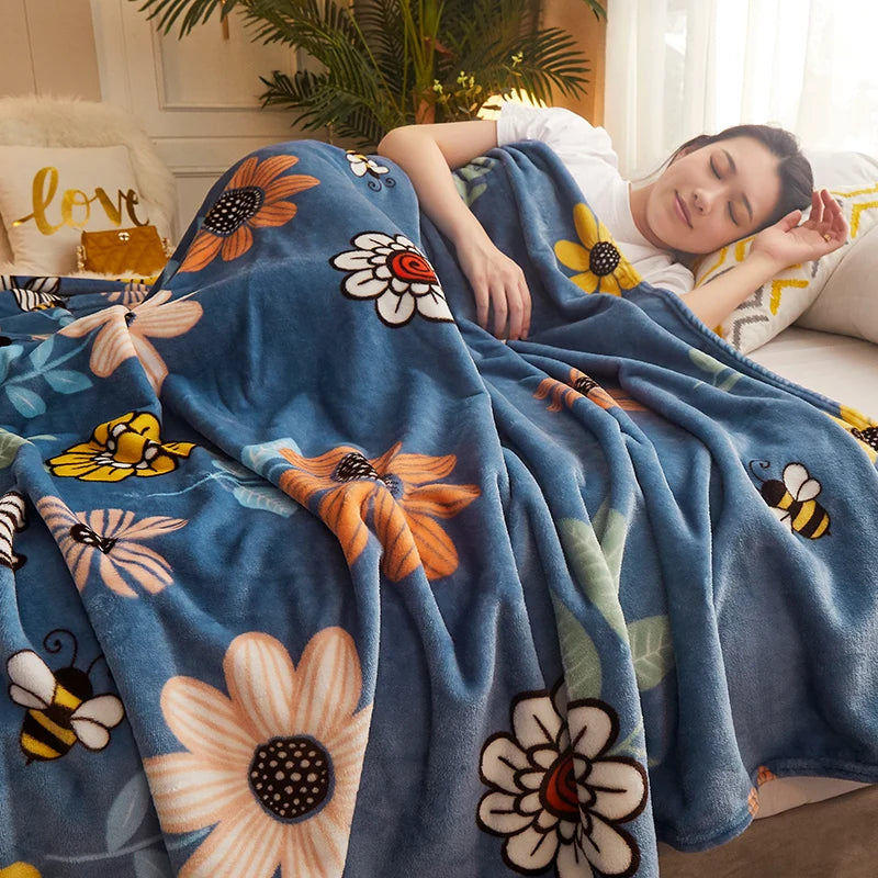 Lightweight Flannel Throw Blanket, Floral Designs