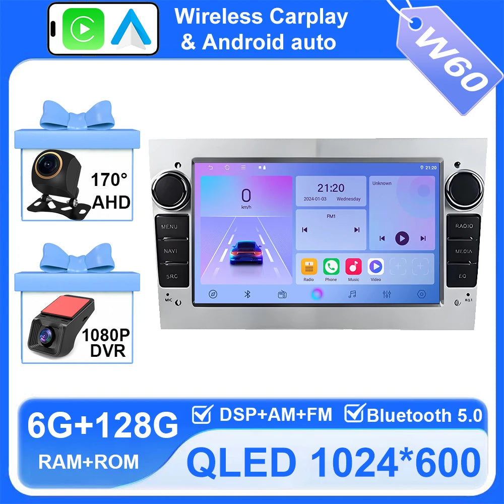 Android Car Stereo for Opel/Vauxhall Astra H J, Vectra, Antara, Zafira, Corsa (2004–2011) — CarPlay, Android Auto, GPS