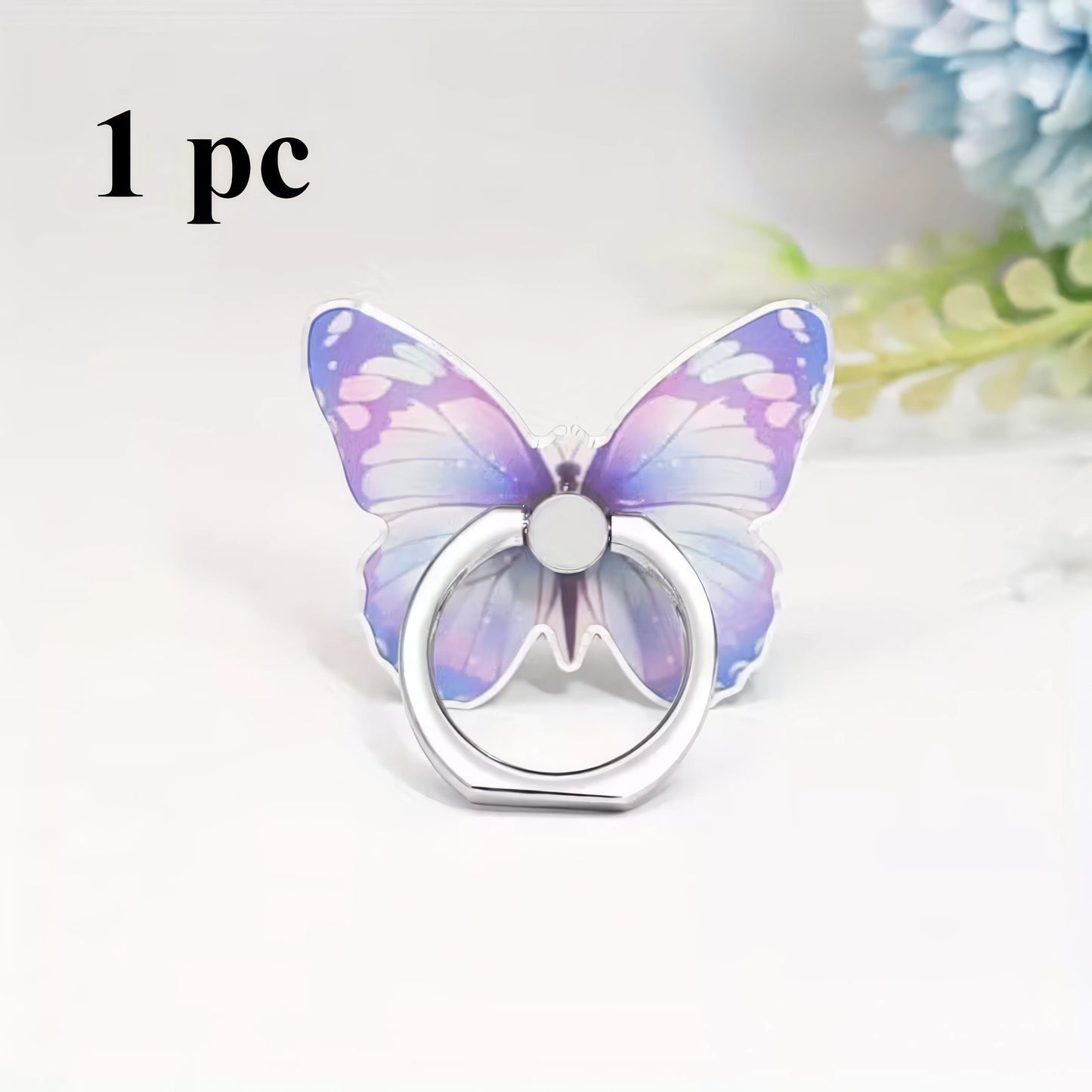 Butterfly Phone Ring Holder & Stand – 360° Rotating Grip, Pink & Purple