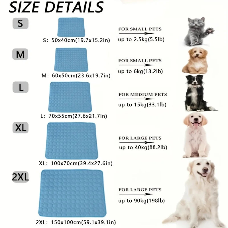Dog Cooling Mat – Extra Large Summer Pet Cold Bed for Small & Large Dogs & Cats | XS–2XL (6 Colors)