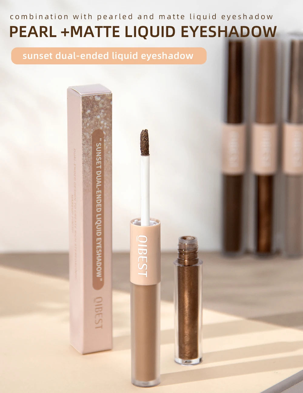 QIBEST Double-End Glitter & Matte Eyeshadow Stick – Waterproof Bicolor Shimmer Pencil | 6 Colors