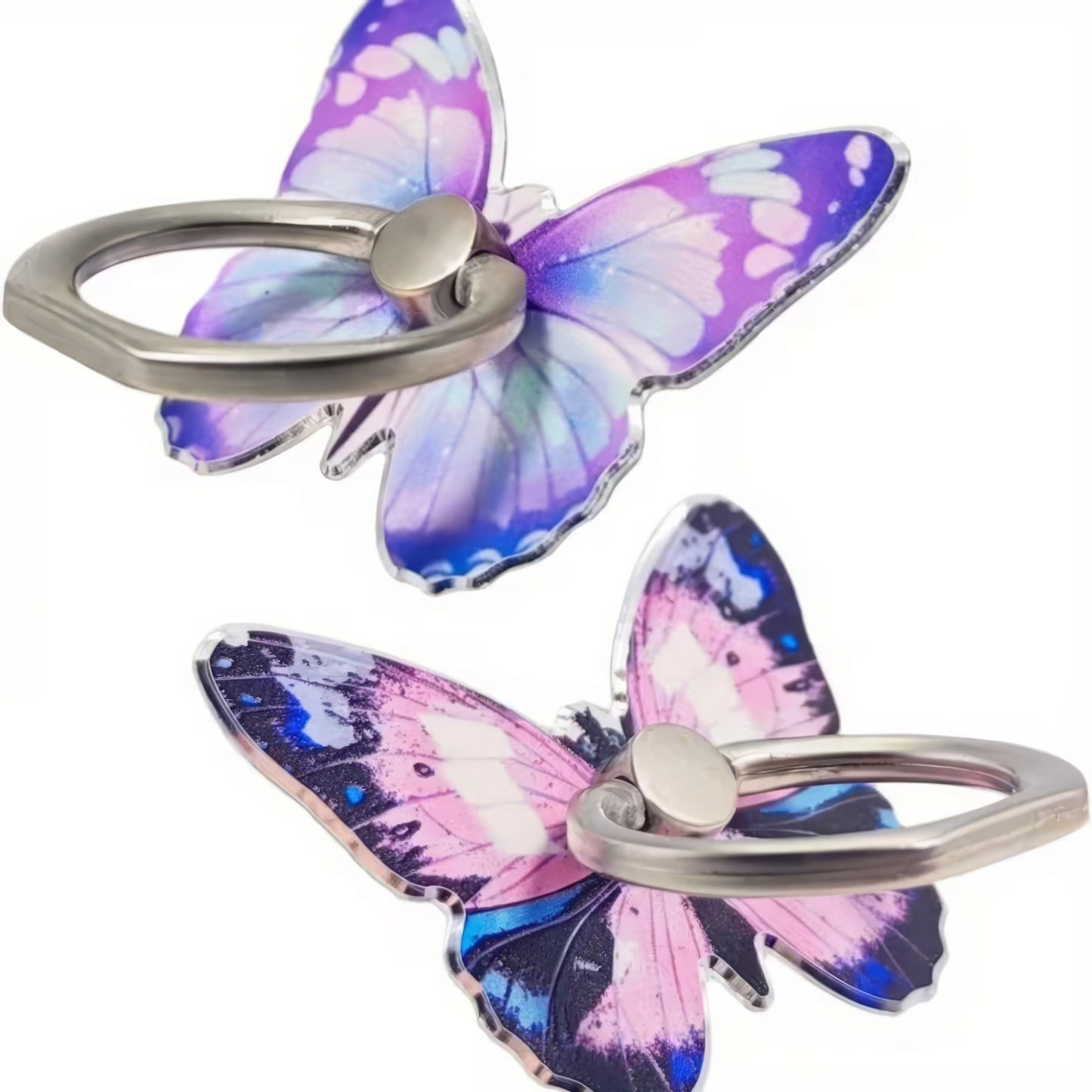 Butterfly Phone Ring Holder & Stand – 360° Rotating Grip, Pink & Purple
