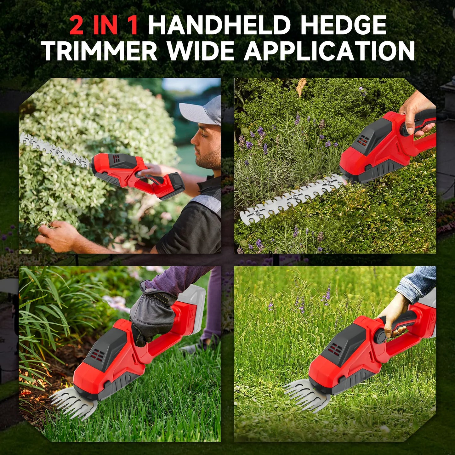 Cordless Hedge & Grass Trimmer – Bush & Grass Shears Compatible with Milwaukee 18V Battery (Battery Not Included)