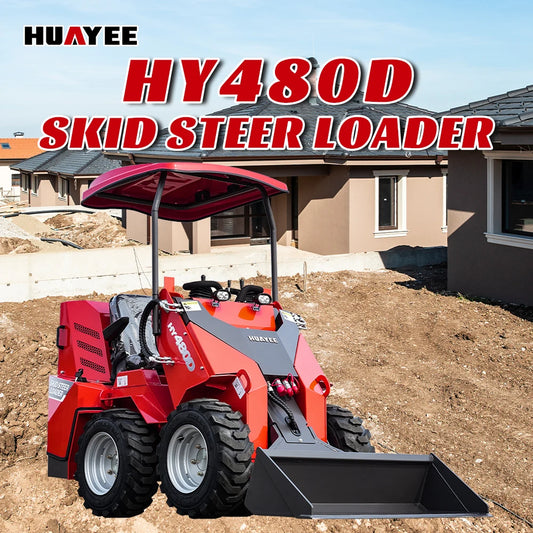 HUAYEE mini skid steer loader is equipped with a 23-horsepower engine and is suitable for construction and landscaping.