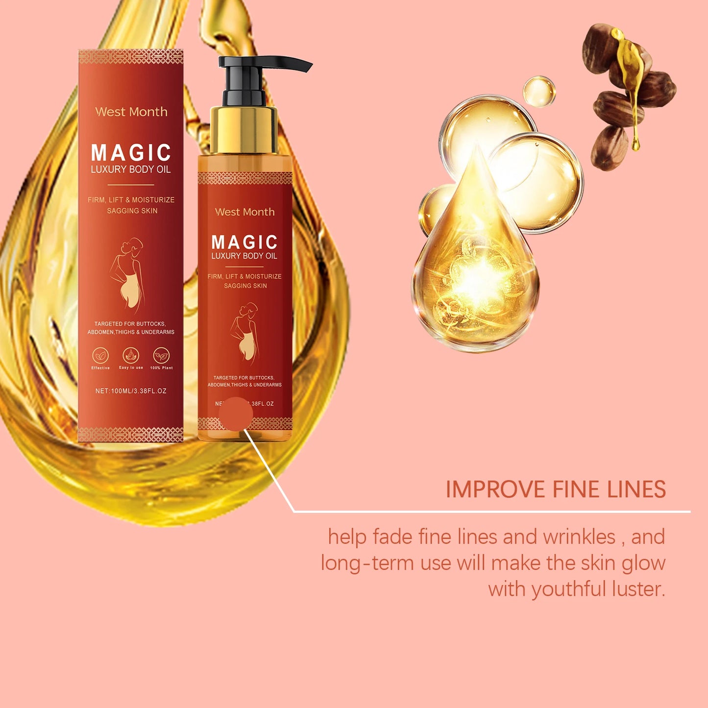 Firming Body Oil Enhance Skin Elasticity Daily Nourishing Reduce Druness Improve Roughness Mild Tightening Body Essential Oil