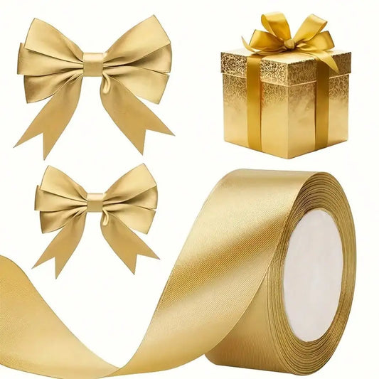 1 Piece Gold Ribbon with Elegant and Shiny Surface Treatment, Suitable for Gift Packaging, Wedding Decoration, Bouquets, Etc