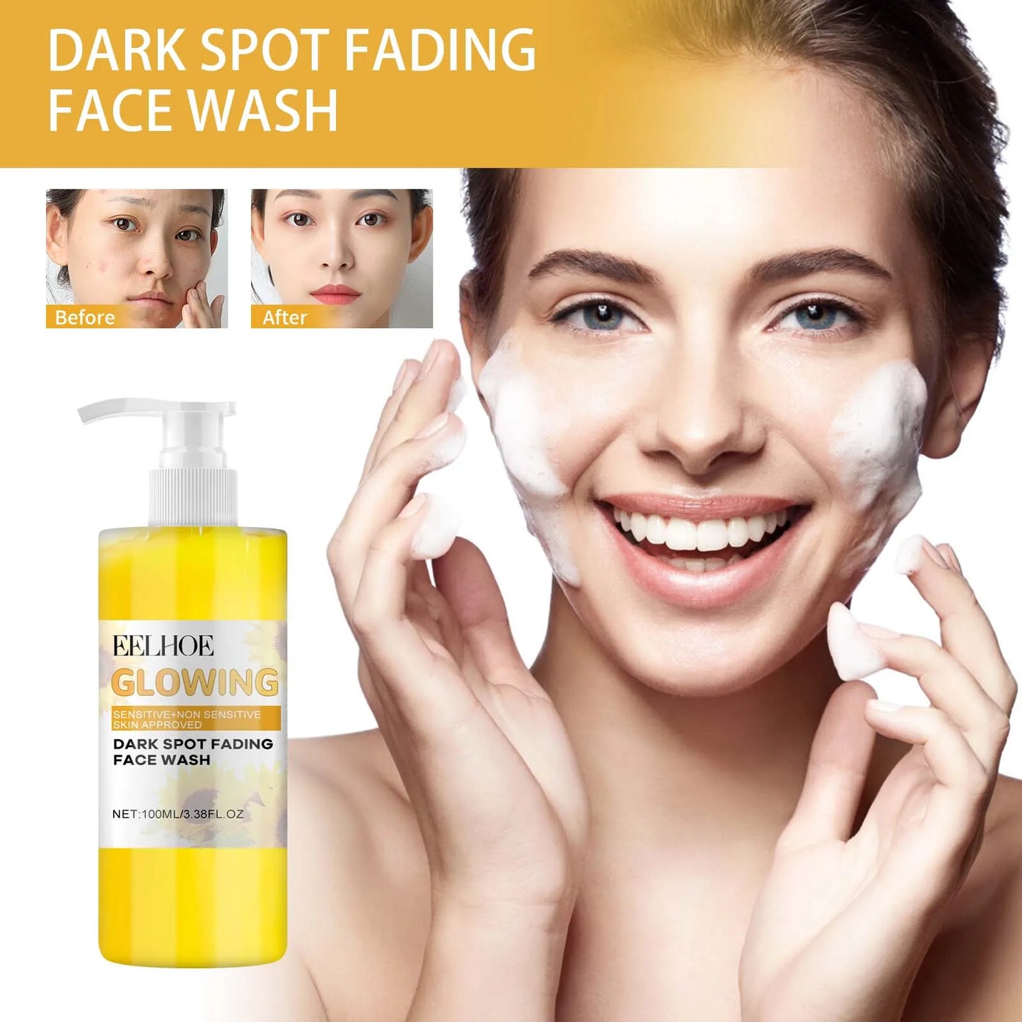 Eelhoe 1set Turmeric Face Skin Care Set Dark Spots Removal Face Wash Oil Control Nourishing Skin Exfolianting Smooth Skin Set