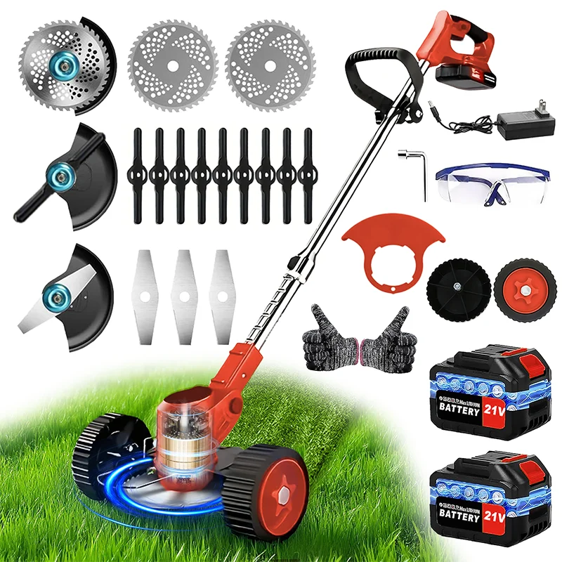 Cordless Electric Reel Lawn Mower & Weed Trimmer – Battery-Powered Telescopic Handle Grass Cutter for Courtyard, Garden & Lawn | Multiple Colors