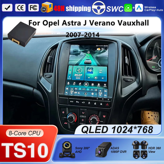 9.7" Android Car Stereo for Opel Astra J & Verano, Vauxhall (2007–2014) — CarPlay, GPS, 4G, Bluetooth