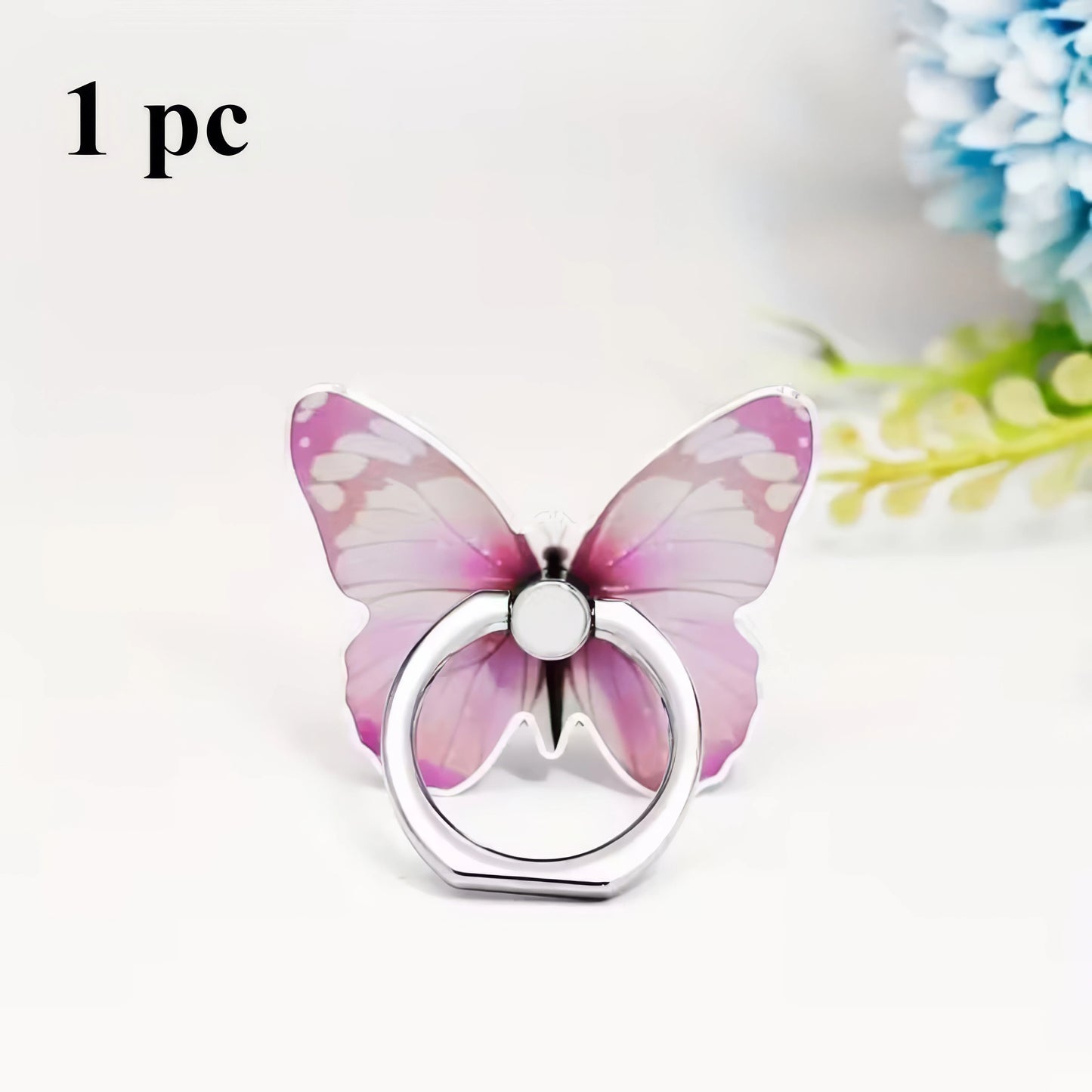 Butterfly Phone Ring Holder & Stand – 360° Rotating Grip, Pink & Purple
