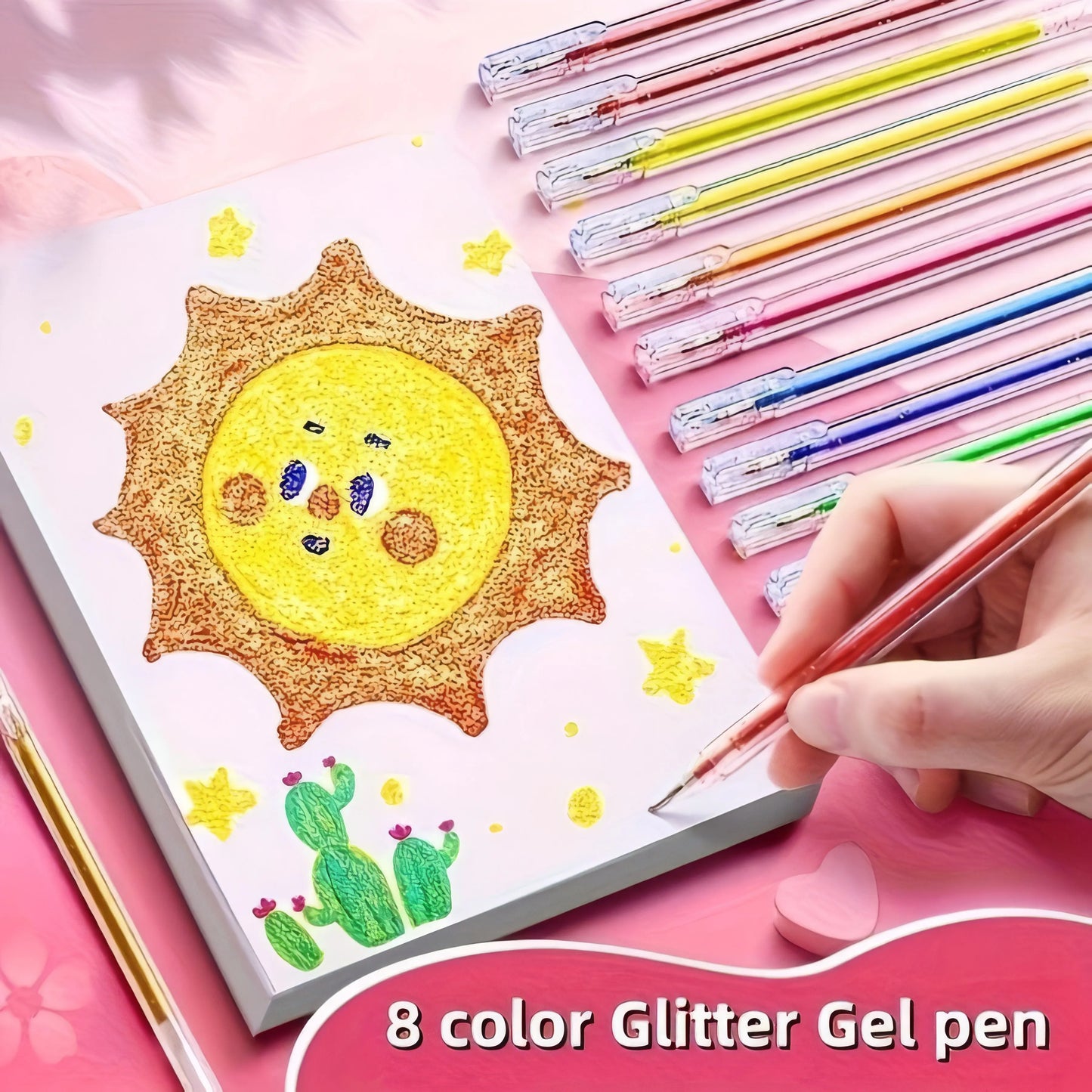 8-Pack Color-Changing Glitter Pens Mixable Journaling Supplies for Students Back-to-School