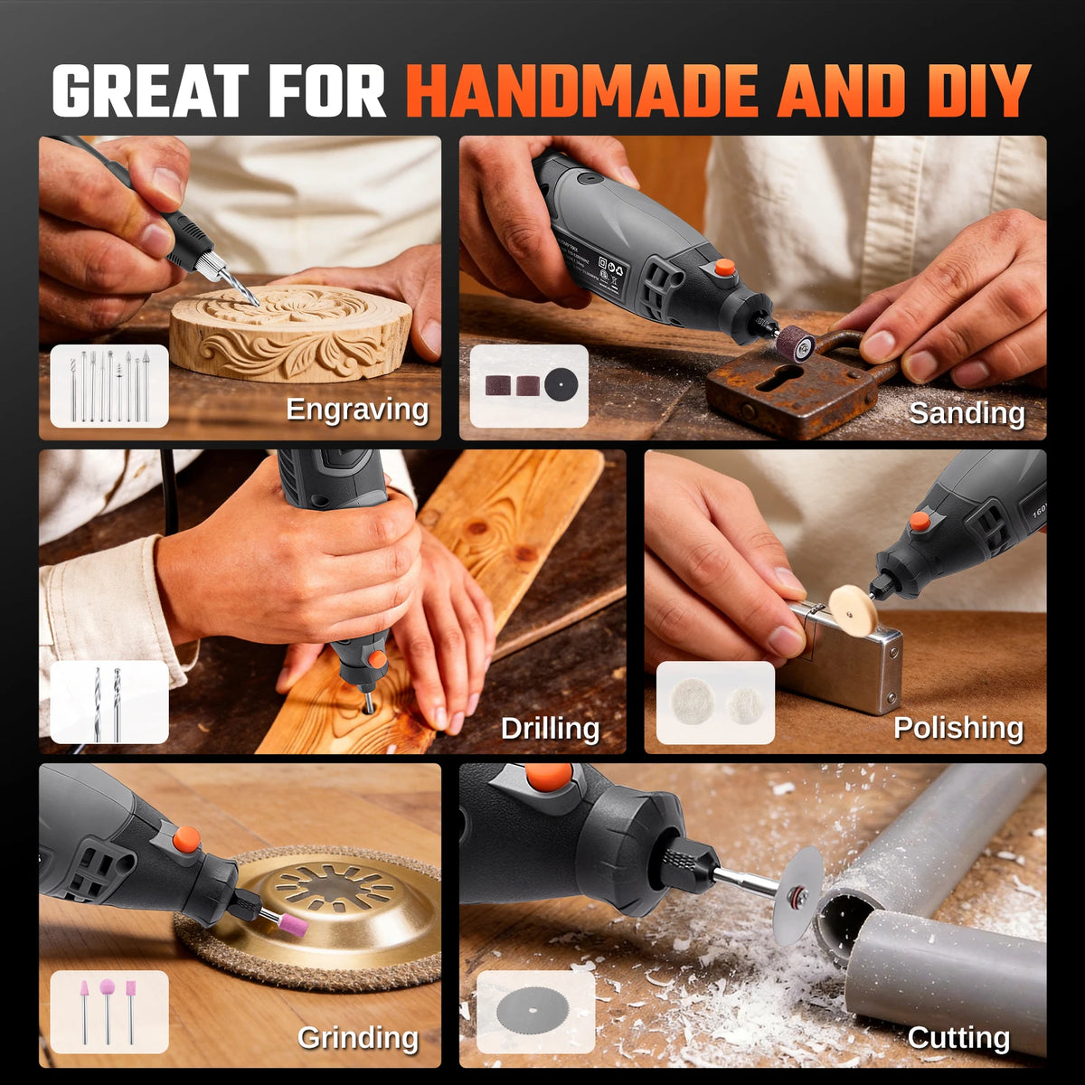 Rotary Tool Kit with Flex Shaft & 160 Accessories, Corded