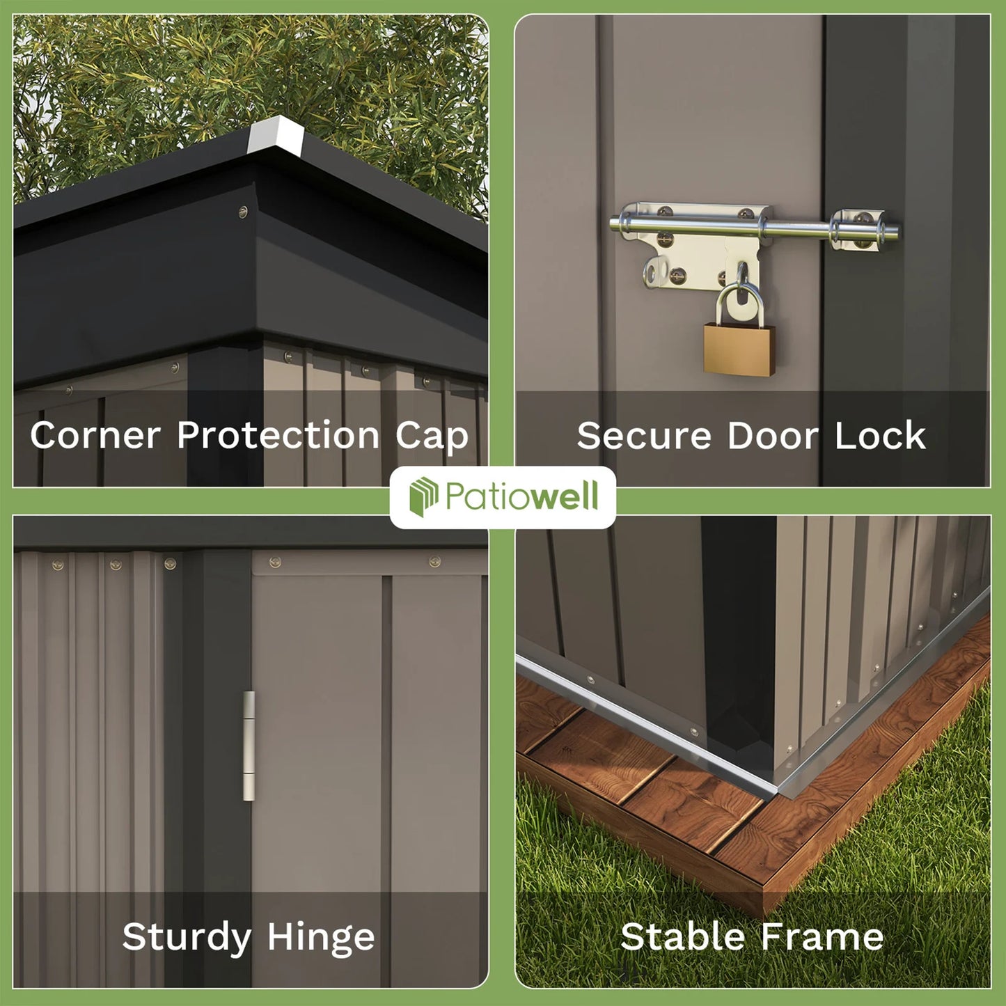 Patiowell 5x3 ft Outdoor Storage Shed – Lockable Metal Tool Shed with Sloping Roof for Backyard