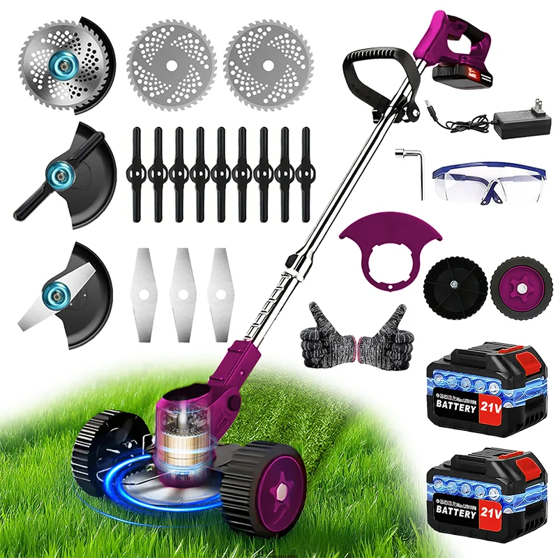 Cordless Electric Reel Lawn Mower & Weed Trimmer – Battery-Powered Telescopic Handle Grass Cutter for Courtyard, Garden & Lawn | Multiple Colors