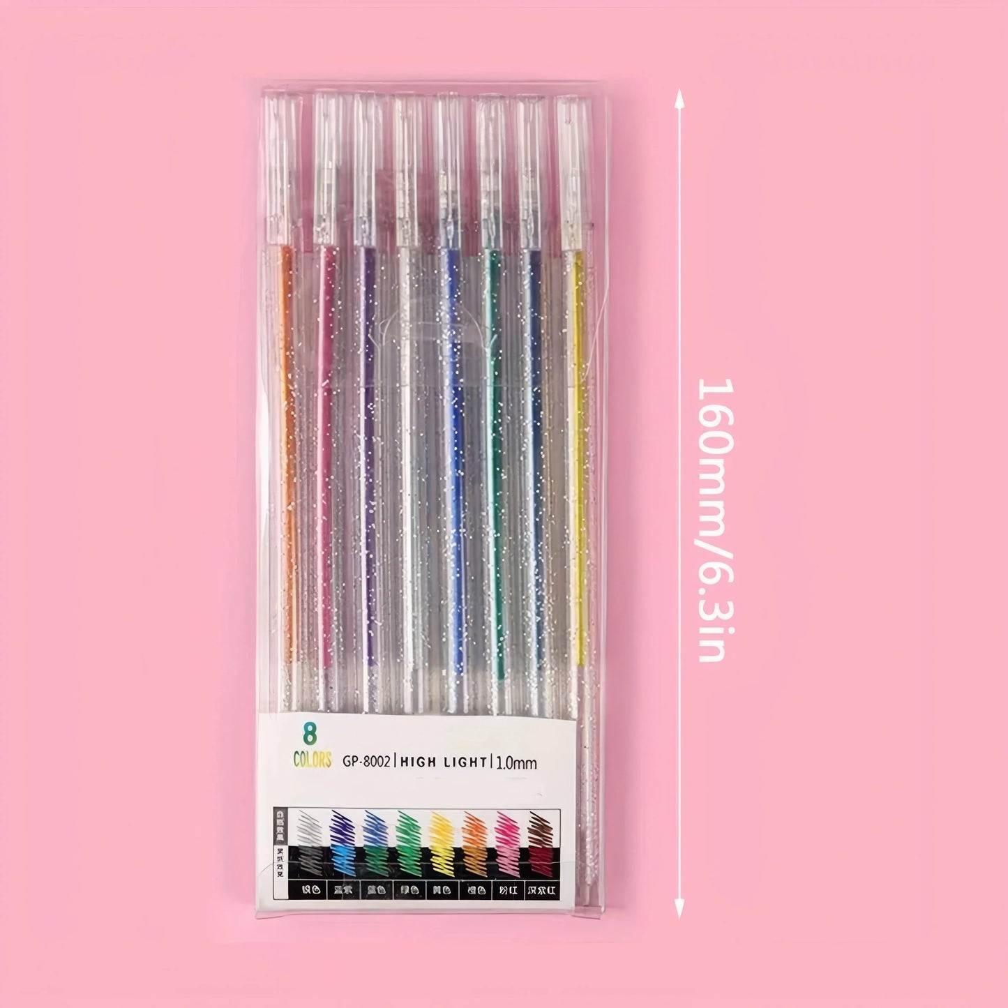 8-Pack Color-Changing Glitter Pens Mixable Journaling Supplies for Students Back-to-School