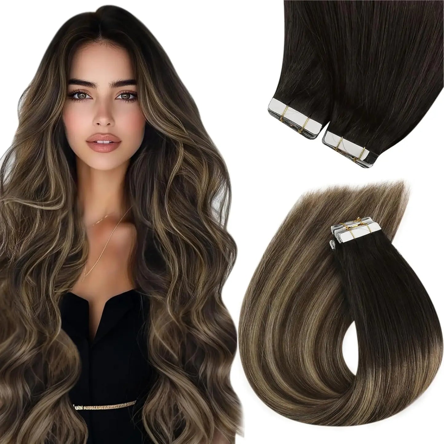 VeSunny Remy Tape In Hair Extensions  Brazilian Human Natural Hair 12-22 inches 30&50G  Balayage Color  Human Hair  Extensions