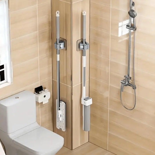 3PCS Mop Clamp with Suction Hook - Effortless to Install, Heavy-Duty Grip, Perfect for Kitchen & Bathroom Organization