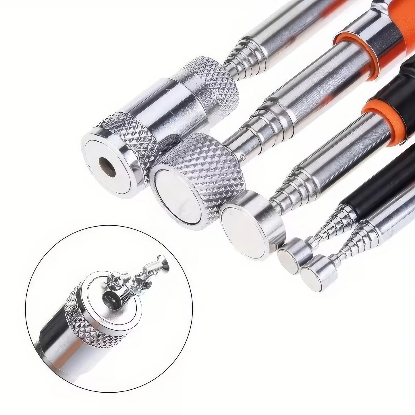 1/2 Piece Magnet Picking Tool Orange, Ergonomic Grip, Durable Structure, Suitable for Workshops, Garages, Laboratories